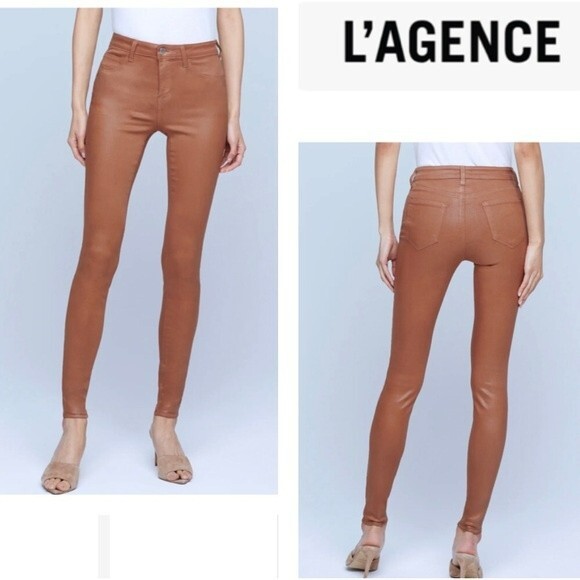 L’AGENCE Marguerite Huselnut Coated High Rise Skinny Jean Size 31 - Picture 4 of 13